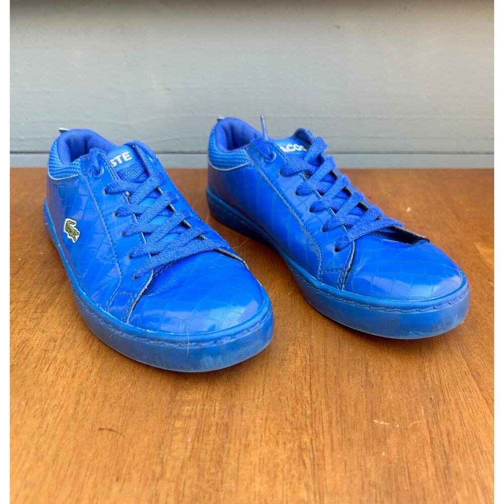 Lacoste Straightset Blue Croc Embossed Sneakers Youth Size 2 / EU 33 - Picture 4 of 8